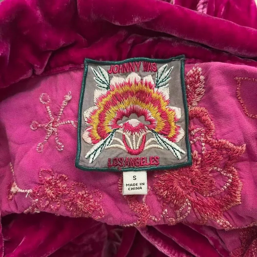 NWOT Johnny Was Velvet Silk Blend Floral Embroidered Button Shirt Blouse Size S_9